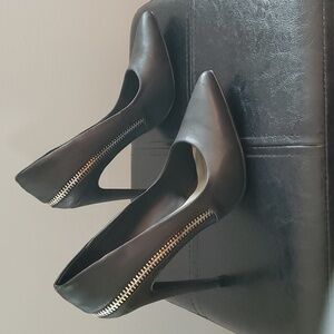 Michael Antonio Black Heels with Zipper Accent